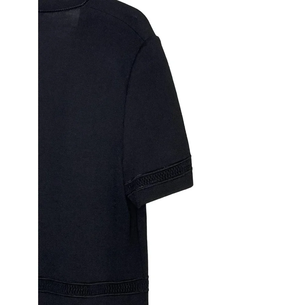 St. John Women's‎ Cardigan Sweater Santana Knit Short Sleeve Open Front Black 10
